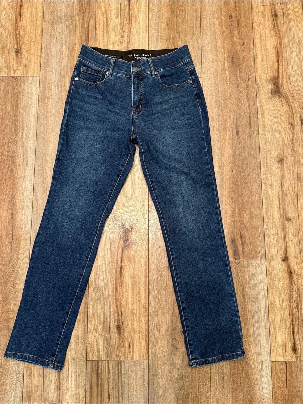 Tribal Sophia Curvy Straight Leg Women's 8P Petite Dark Wash Stretch Jeans